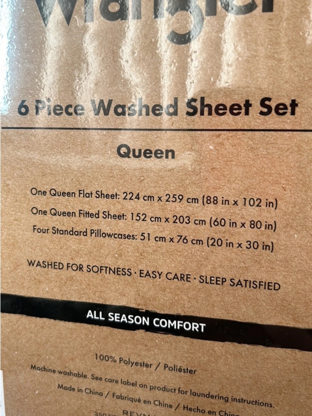 Wrangler 6 Pc Washed Sheet Set Queen Cowboy Hats Boots New Western Themed - Picture 3 of 4